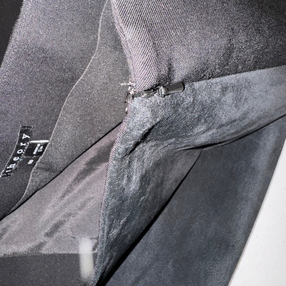 EUC Theory Mixed Mobile Calf Leather A Line Black Skirt Size 10 - Picture 2 of 9